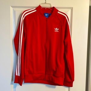 Adidas track jacket (red). Size large.